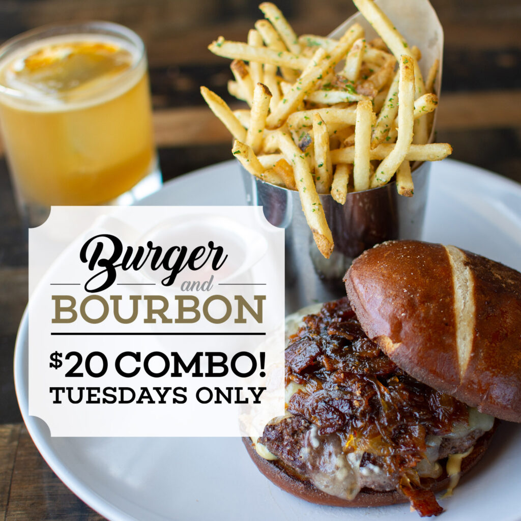Burger and Bourbon Combo for $20 on Tuesdays only at Bottled in Bond in Frisco, Texas